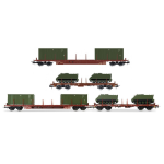 RIVAROSSI HR6612 FS 2-UNIT PACK 4-AXLE FLAT TWO 20' CONTAINERS + TWO M113 EP.IV-V 1:87